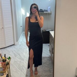 l*space slate Sleeveless Square-Neck Midi Dress with Front Slit